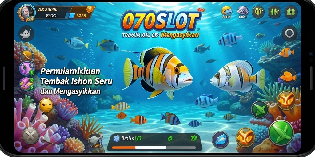 Tampilan gameplay seru di 070SLOT saat menembak ikan.