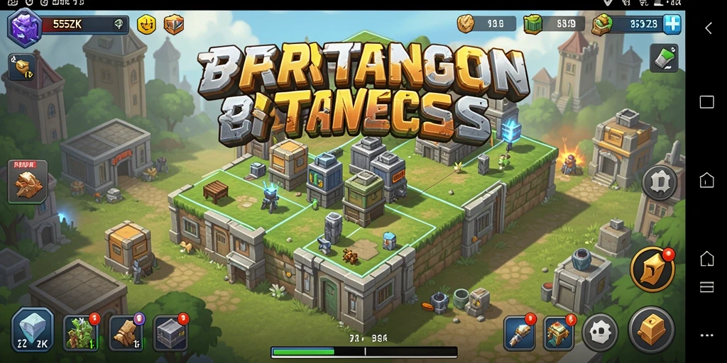Tangkapan layar gameplay 555ZK yang menunjukkan pertahanan menara yang strategis.