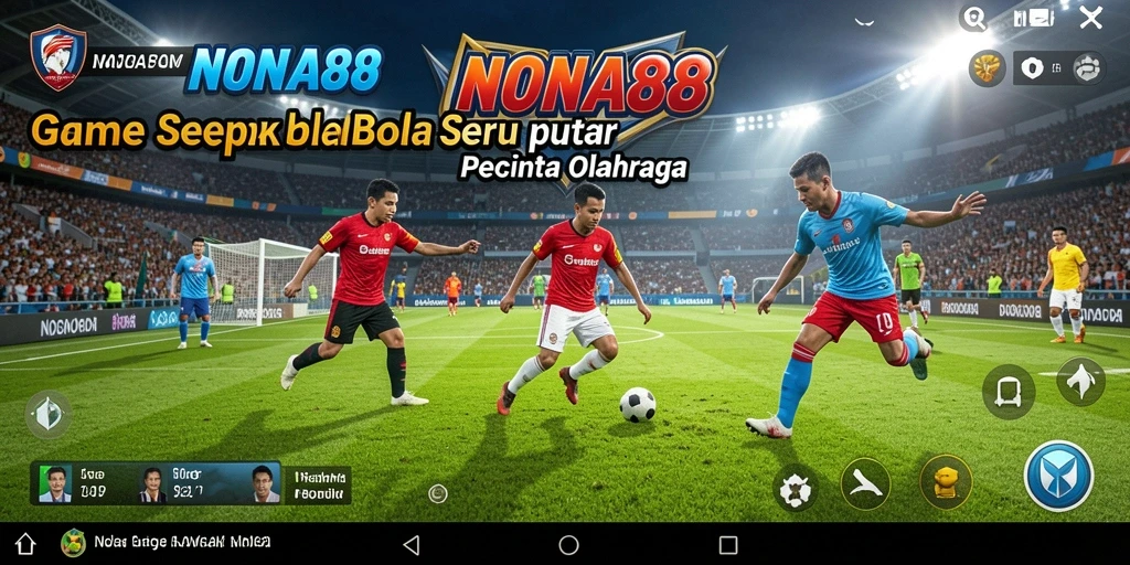 Screenshot gameplay NONA88 yang menampilkan aksi sepak bola yang seru.