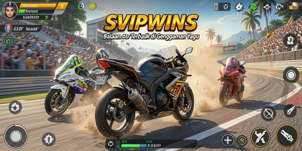 Tampilkan momen mendebarkan saat balapan motor di SVIPWINS.