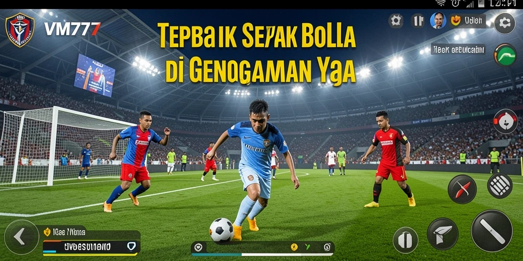 Gameplay seru dalam VM777 dengan aksi sepak bola yang menegangkan.